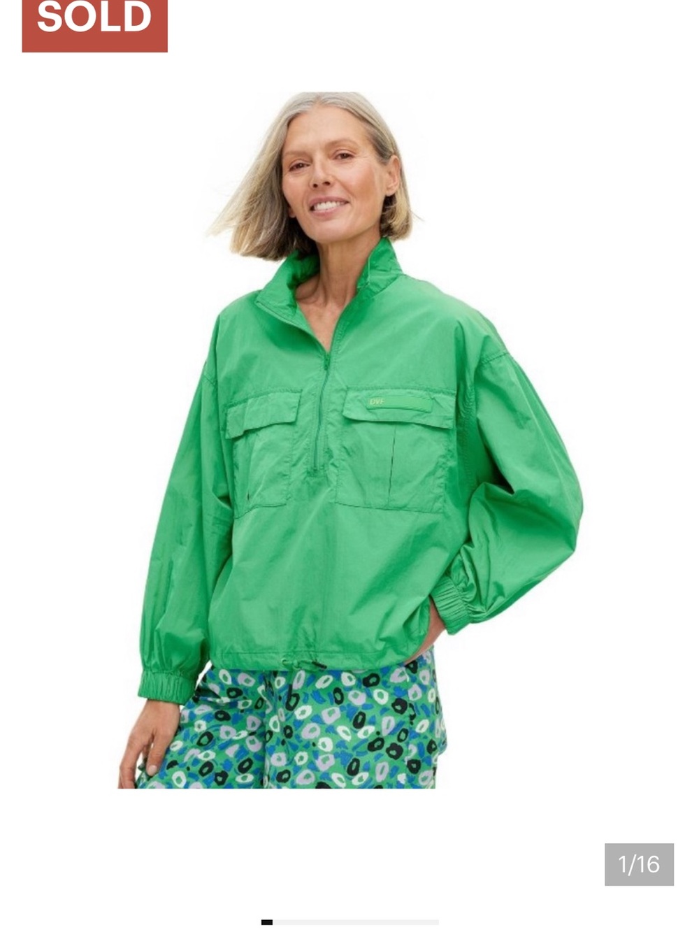 Diane von Furstenberg DVF for Target Green Nylon Half Zip Windbreaker Jacket M